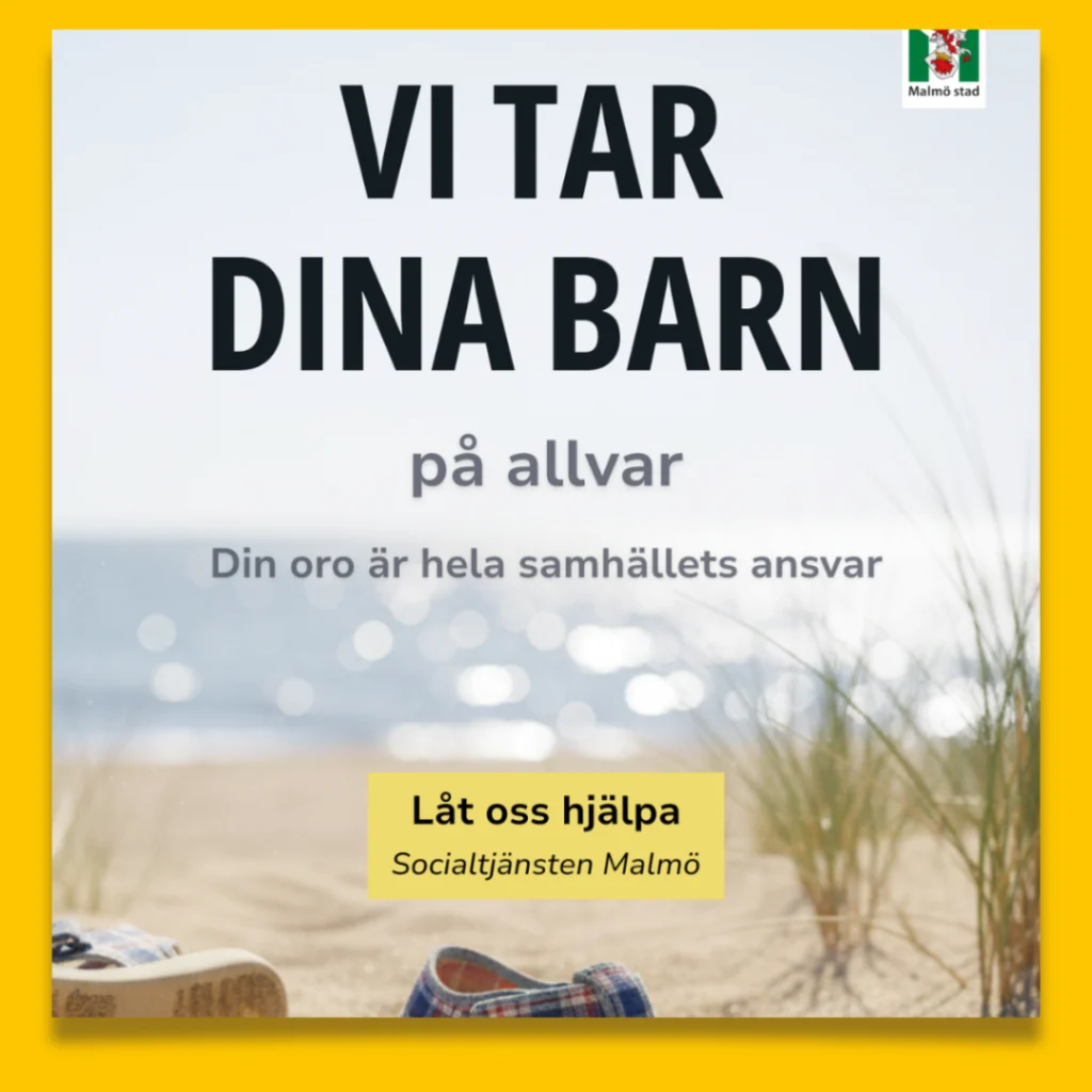 Indragare till Portfolion. Bild på en annons för Socialtjänsten Malmö av Daniela Barchan.